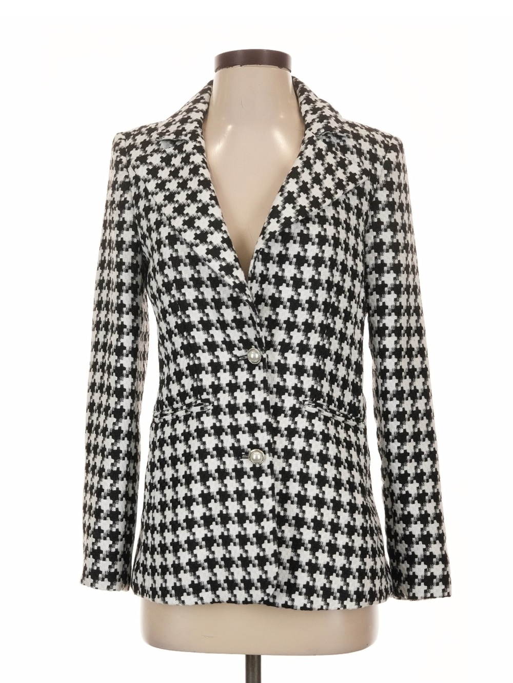 Black & White Houndstooth Tailored Blazer - Women - Picture 2 of 4